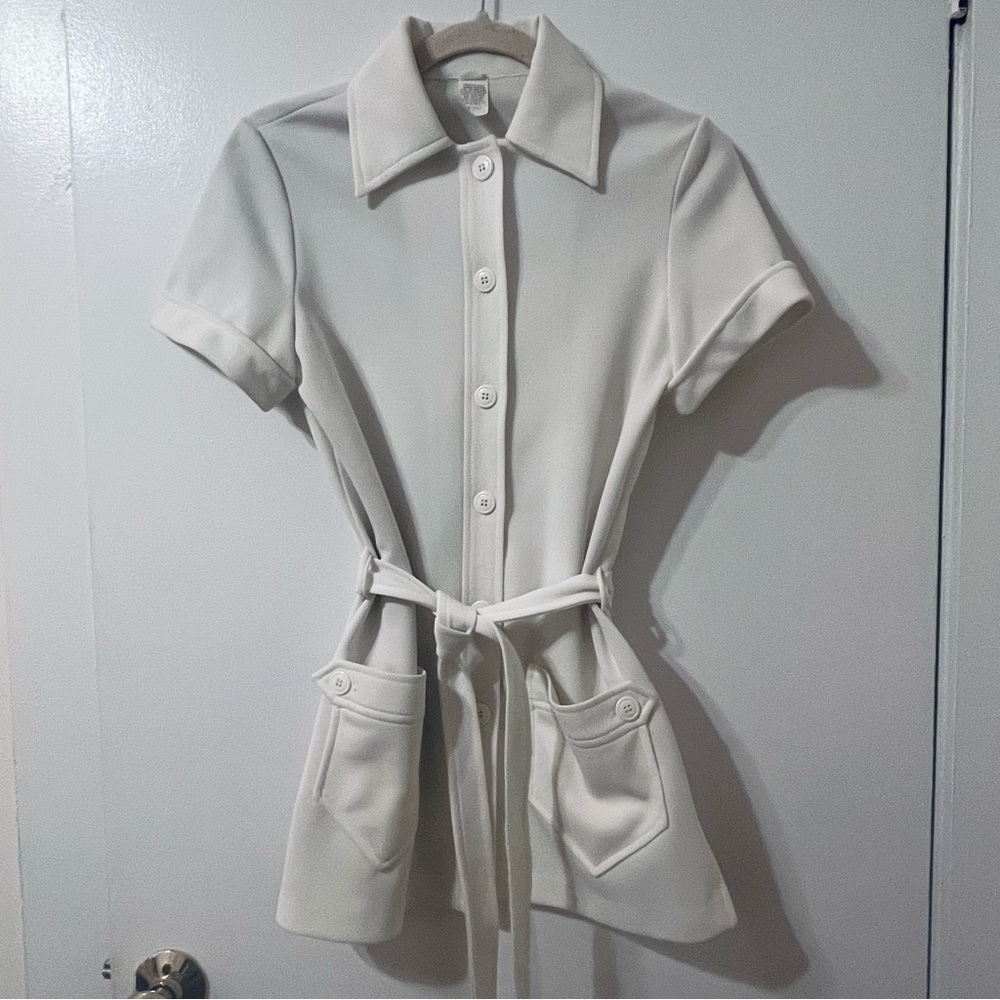 Vintage A-Line Button-Up Mini Dress With Belt